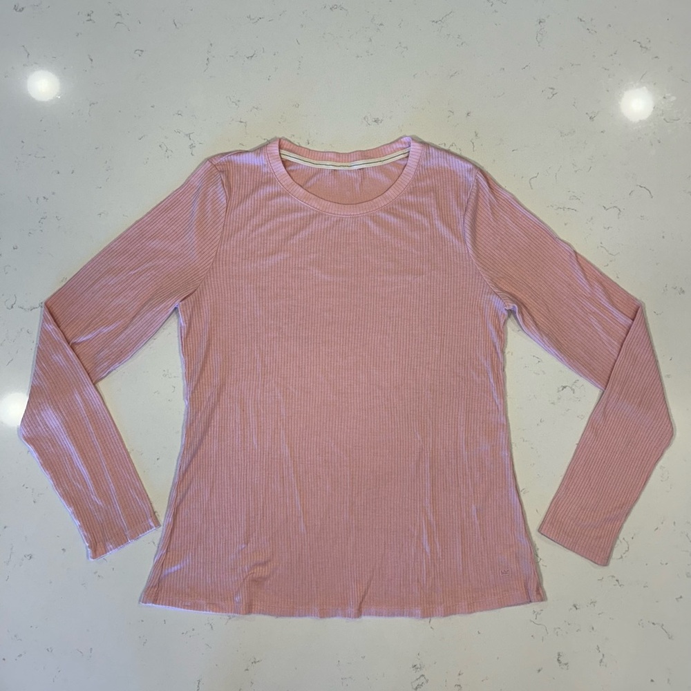 Crown & Ivy Ribbed Pink Long Sleeve Top, Women’s L